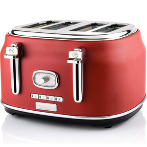 Westinghouse Retro 4 Slice Bread Toaster, 1750 W, Red, WKTTB809URD