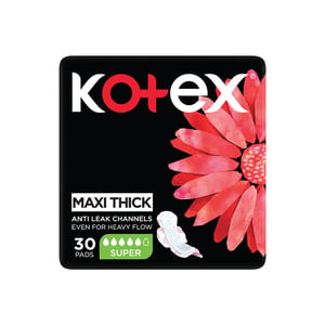 Kotex Maxi Thick Super Sanitary Pads with Wings Value Pack 30 pcs