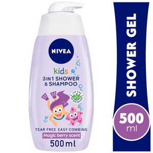 Nivea 3in1 Kids Shower & Shampoo With Bio Aloe Vera Berry Scent 500 ml