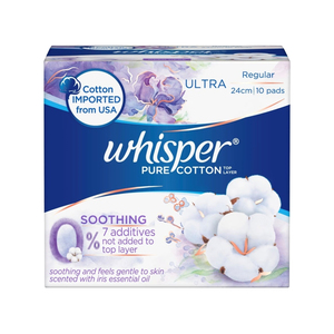 Whishper Pure Cotton Soothing  Ultra Regular 24cmx10pads