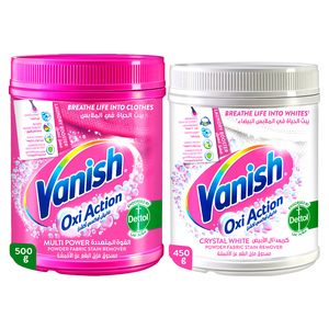 Buy Vanish Oxi Action Fabric Stain Remover Pink 500 g + White 450 g Online at Best Price | Stain Removers | Lulu Kuwait in Kuwait