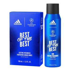 اشتري Adidas EDT Best Of The Best Champion League For Men 100 ml + Deo Body Spray 150 ml Online at Best Price | Eau De Toilette -Men | Lulu UAE في الامارات