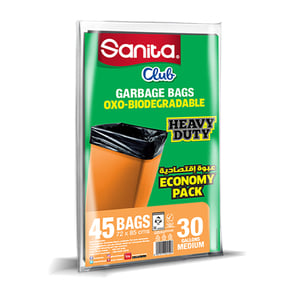 Sanita Club Garbage Bags Heavy Duty Medium 30 Gallons Size 72 x 85cm 45pcs