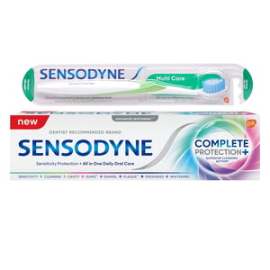 اشتري Sensodyne Complete Protection Advanced Whitening Toothpaste 75 ml + Toothbrush Online at Best Price | Tooth Paste | Lulu UAE في الامارات
