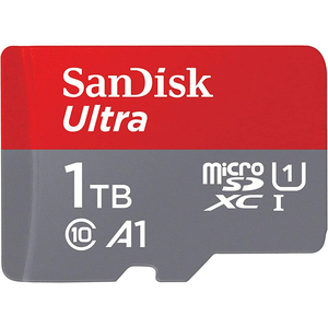 SanDisk Ultra UHS I MicroSD Card, 1 TB, 150MB/s, Gray/Red, SDSQUAC-1T00-GN6MN