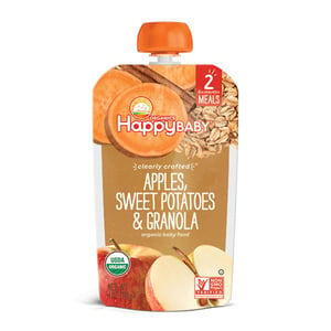 Happy Baby Stage 2 Organics Clearly Crafted Apples, Sweet Potatoes & Granola Baby Food 113 g