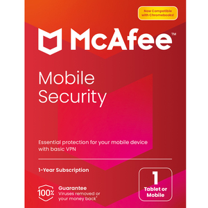 McAfee Mobile Security for Android, 1 Phone/Tablet, 1 User, 1 Year Subscription