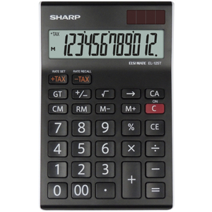 Sharp 12-Digit Calculator, Black, EL-125T-B