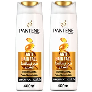 Buy Pantene Pro-V Anti-Hair Fall Shampoo 2 x 400 ml Online at Best Price | Shampoo | Lulu Kuwait in UAE