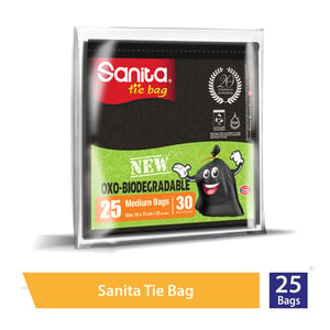 اشتري قم بشراء سانيتا ربطة أكياس نفايات قابلة للتحلل بالأكسجين وسط 30 جالون مقاس 78 × 73 سم 25 قطعة Online at Best Price من الموقع - من لولو هايبر ماركت Garbage Bags في السعودية