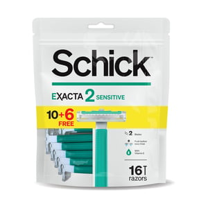 Schick Exacta 2 Sensitive Disposable Razor For Men 10 + 6 pcs