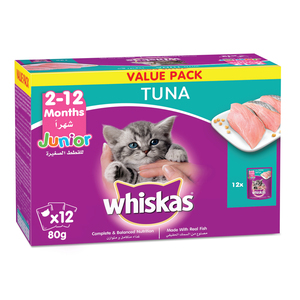 Whiskas Junior Tuna Wet Kitten Food Pouch for Kittens from 2 to 12 months 12 x 80 g