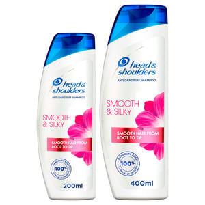 Head & Shoulders Smooth & Silky Anti-Dandruff Shampoo for Dry and Frizzy Hair 400 ml + 200 ml
