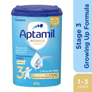 Buy Aptamil Advance Junior Stage 3 Growing Up Formula Vanilla Flavour From 1-3 Years 800 g Online at Best Price | Baby milk powders & formula | Lulu Kuwait in Kuwait