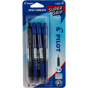 Pilot Supergrip Ballpoint Pen, 6 Pcs, Blue, BP-GP-10RM-BT6