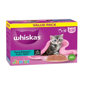Whiskas Junior Tuna Flavour In Jelly Cat Food For 2-12 Months Value Pack 12 x 80 g