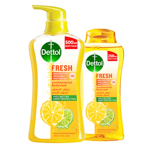 اشتري قم بشراء Dettol Fresh Anti Bacterial Body Wash Citrus & Orange Blossom 500 ml + 250 ml Online at Best Price من الموقع - من لولو هايبر ماركت Shower Gel&Body Wash في الامارات