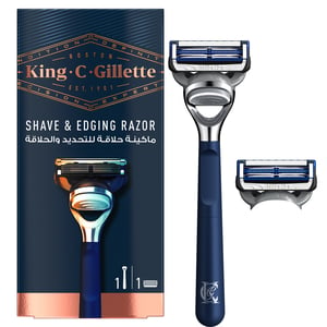King C. Gillette Men's 5 Blade Shave and Edging Razor with Built In Single Blade Precision Trimmer and Premium Handle 1Up