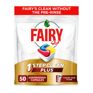 Fairy 1 Step Clean Plus Automatic Dishwasher Tablets Lemon Scent 50 pcs