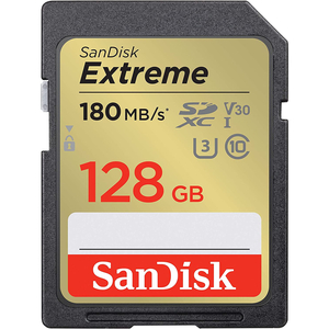 SanDisk Extreme SDXC UHS-I Memory Card with 180mb/s Transfer Speed, 128GB, SDSDXVA-128G-GNCIN