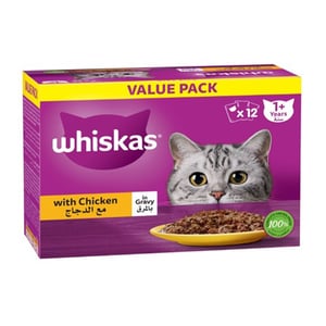 Whiskas With Chicken In Gravy Cat Food For 1+ Years Value Pack 12 x 80 g