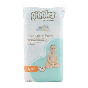 Giggles Premium Baby Diaper Maxi Size 4 7-18kg 54 pcs