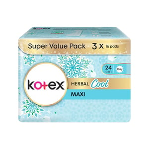 Kotex Maxi Non Wing HerbalCool Natual Care 3X16's