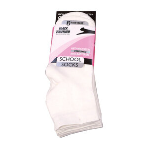 Girls School Ankle.Socks White 1x3, 3-4Y