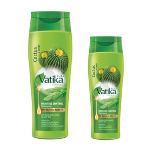 Buy Vatika Naturals Hair Fall Control Shampoo Enriched with Garlic, Cactus & Gergir Extracts For Weak Hair Prone to Hair Fall With Nourishing Vatika Oils 400 ml + 200 ml Online at Best Price | Shampoo | Lulu Kuwait in Kuwait