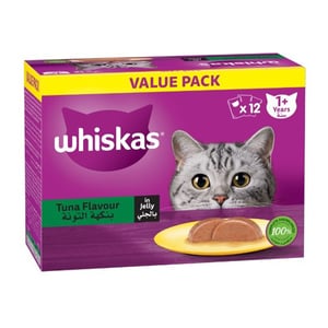 Whiskas Tuna Flavour In Jelly Cat Food For 1+ Years Value Pack 12 x 80 g