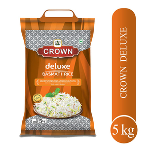 Buy Crown Deluxe Long Grain Basmati Rice 5 kg Online at Best Price | Basmati | Lulu UAE in UAE