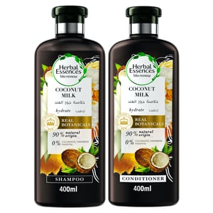 Herbal Essences Bio:Renew Natural Shampoo + Conditioner with Coconut Milk for Hair Hydration 400ml + 400ml