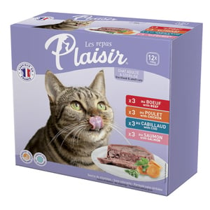 Plaisir Adult Cat Food Pate Assorted 12 x 100 g