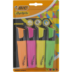 Bic Flat Highlighter Marking Assorted Colours Pack Of 4