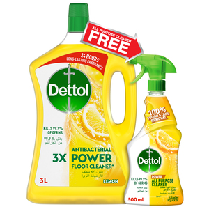Dettol Floor Cleaner Lemon 3 Litres + All Purpose Cleaner 500 ml