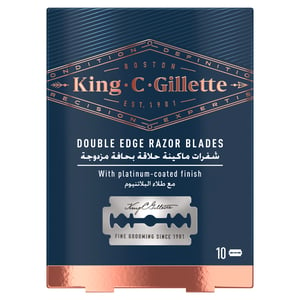King C. Gillette Men's Double Edge Safety Razor Blades Stainless Steel Platinum Coated 10pcs