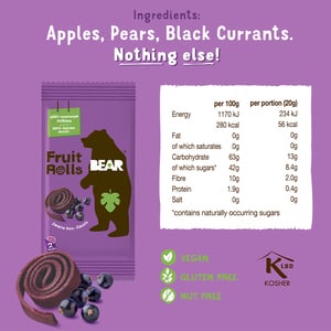 Bear Fruit Rolls Blackcurrant 20 g