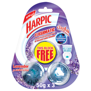 Buy Harpic Flushmatic In-Cistern Toilet Cleaner Lavender Fragrance 3 x 50 g Online at Best Price | Toilet Blocks | Lulu Kuwait in UAE