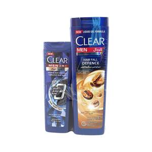 اشتري قم بشراء Clear Mens Hair Fall Defence Anti-Dandruff Shampoo 400ml + 200ml Assorted Online at Best Price من الموقع - من لولو هايبر ماركت Shampoo في الكويت