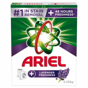 Buy Ariel Automatic Lavender Laundry Detergent Powder, Number 1 in Stain Removal with 48 Hours of Freshness, 2.25 kg Online at Best Price | Front load washing powders | Lulu Kuwait in UAE