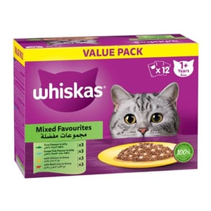 Whiskas Mixed Favourites Cat Food For 1+ Years Value Pack 12 x 80 g
