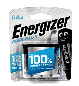 Energizer Max Plus Alkaline AA Battery, 1.5 V, 4 Pcs, EP91BP4T