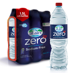العين زيرو مياه شرب معبأة خالية من الصوديوم عبوة توفيرية 6 × 1.5 لتر