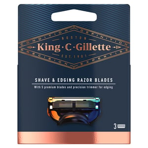 King C. Gillette Men's Refill Shave and Edging Razor Blades Refills with Built In Single Blade Precision Trimmer 3pcs