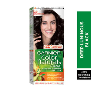 Garnier Color Naturals Crème Nourishing Permanent Hair Color 2.0 Deep Luminous Black 1 pkt