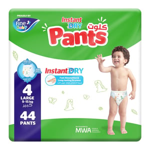 اشتري قم بشراء Fine Baby Instant Dry Pants Large Size 4, 9-15kg Value Pack 44 pcs Online at Best Price من الموقع - من لولو هايبر ماركت Ramadan Saving- Fine Baby Pants في الامارات