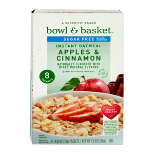 Bowl & Basket Sugar Free Apples & Cinnamon Instant Oatmeal 224 g