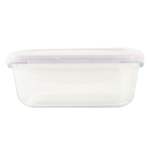 Lock & Lock Rectangular Glass Container with Lid, 380 ml, Clear, HLLG422