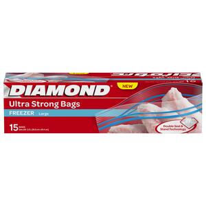 Diamond Ultra Strong Zipper Frozen Bags Large Size 26.8 cm x 24.4 cm 15 pcs