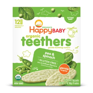 Happy Baby Stage 1 Pea & Spinach Organic Gentle Teething Wafers 48 g